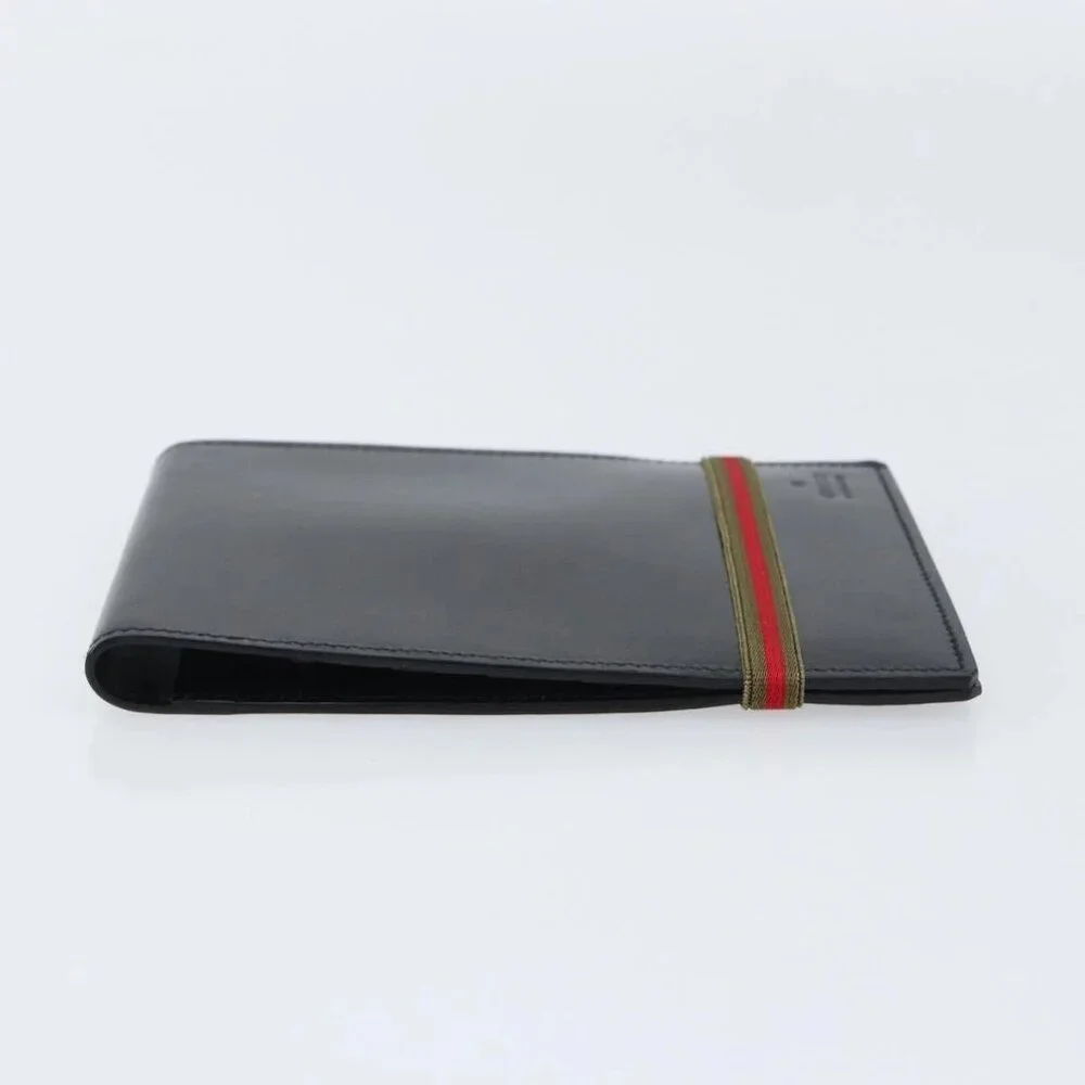 GUCCI Web Sherry Line Day Planner Cover Leather Outlet Black